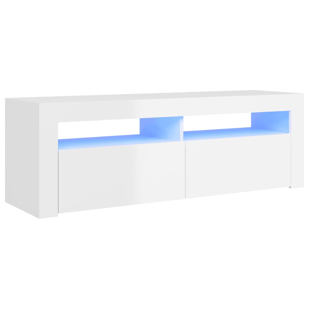 vidaXL TV Cabinet with LED Lights High Gloss White 120x35x40 cm