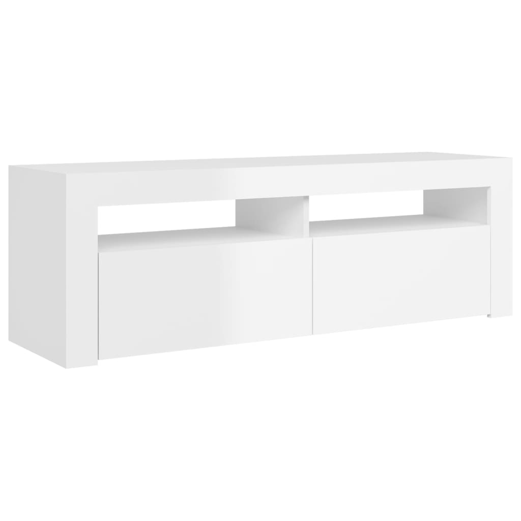 vidaXL TV Cabinet with LED Lights High Gloss White 120x35x40 cm