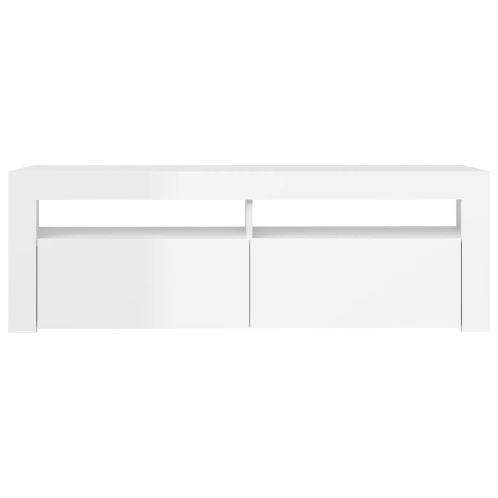 vidaXL TV Cabinet with LED Lights High Gloss White 120x35x40 cm