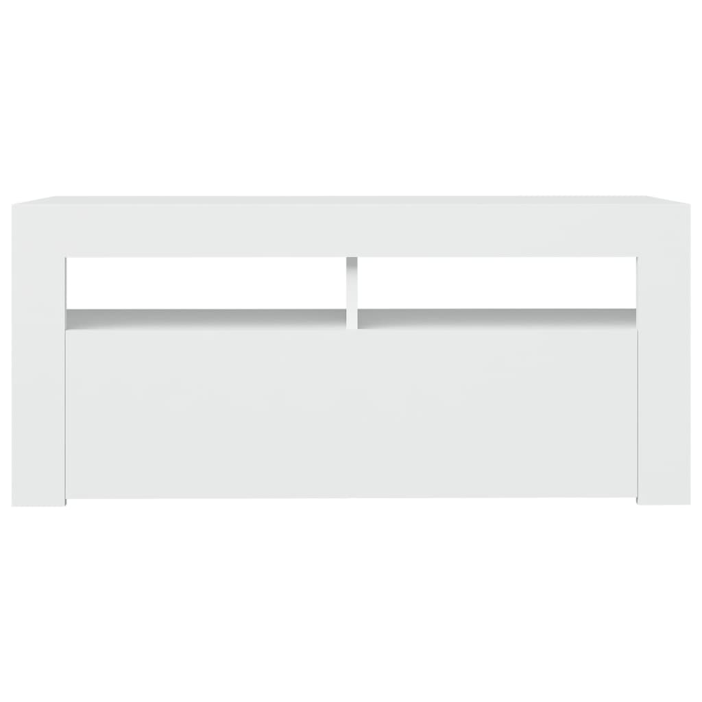 vidaXL TV Cabinet with LED Lights White 90x35x40 cm