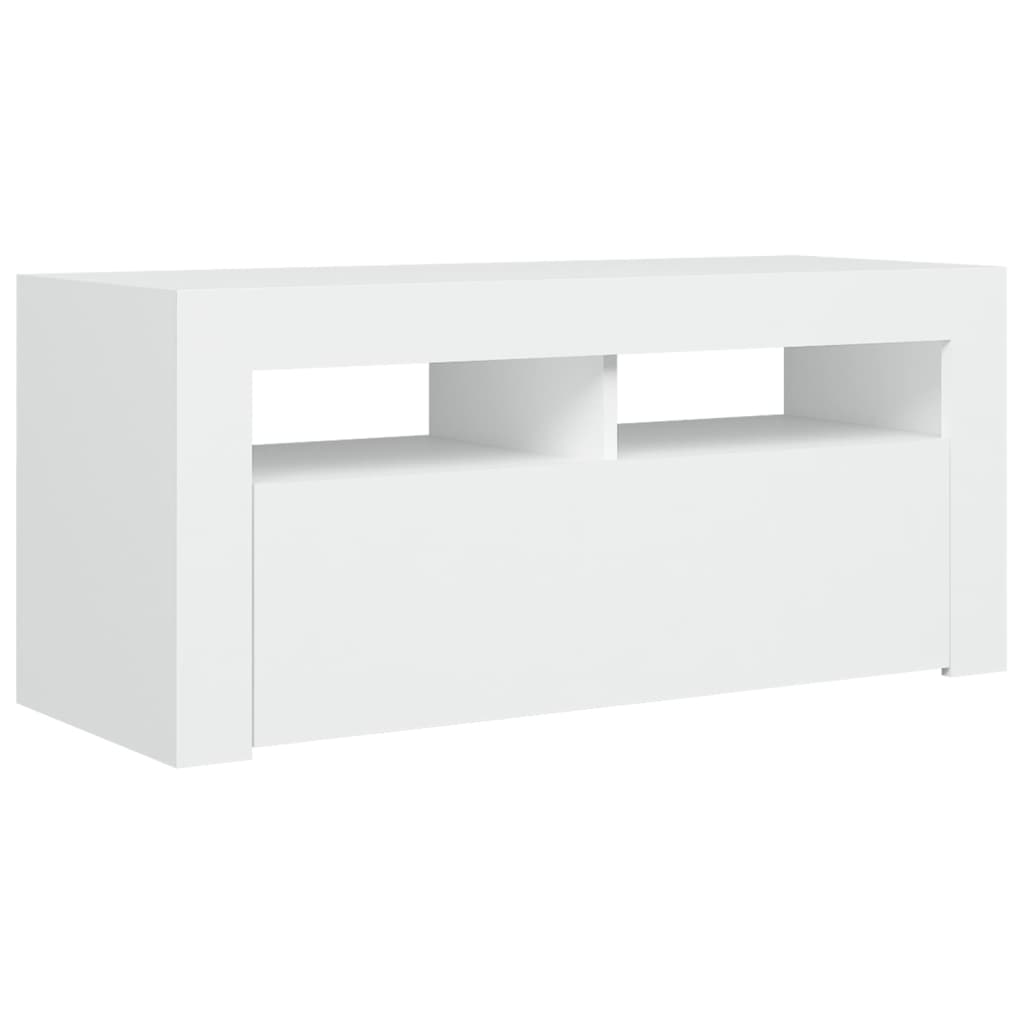 vidaXL TV Cabinet with LED Lights White 90x35x40 cm