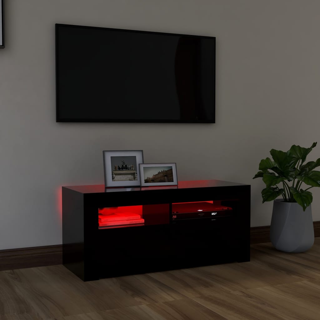 vidaXL TV Cabinet with LED Lights Black 90x35x40 cm