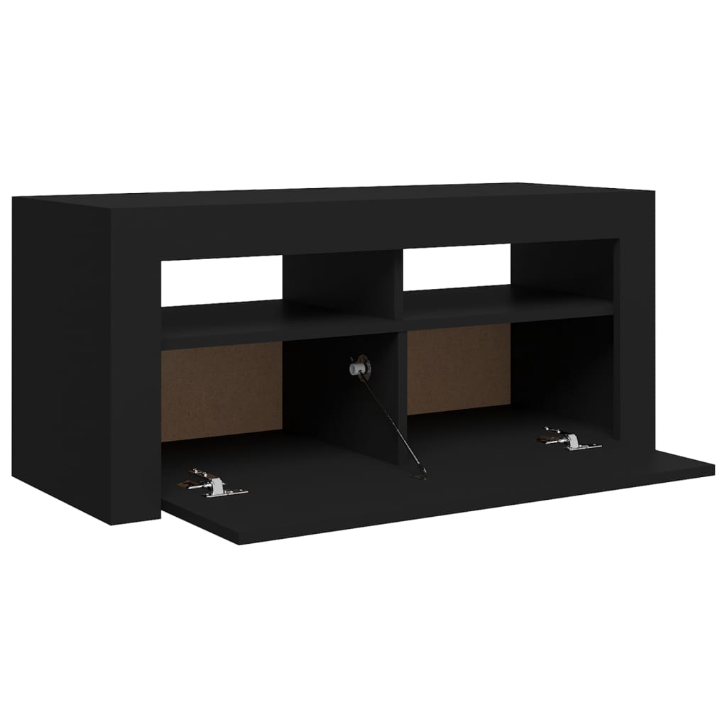 vidaXL TV Cabinet with LED Lights Black 90x35x40 cm