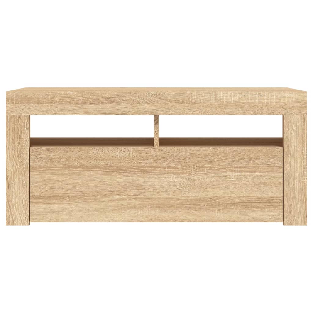 vidaXL TV Cabinet with LED Lights Sonoma Oak 90x35x40 cm