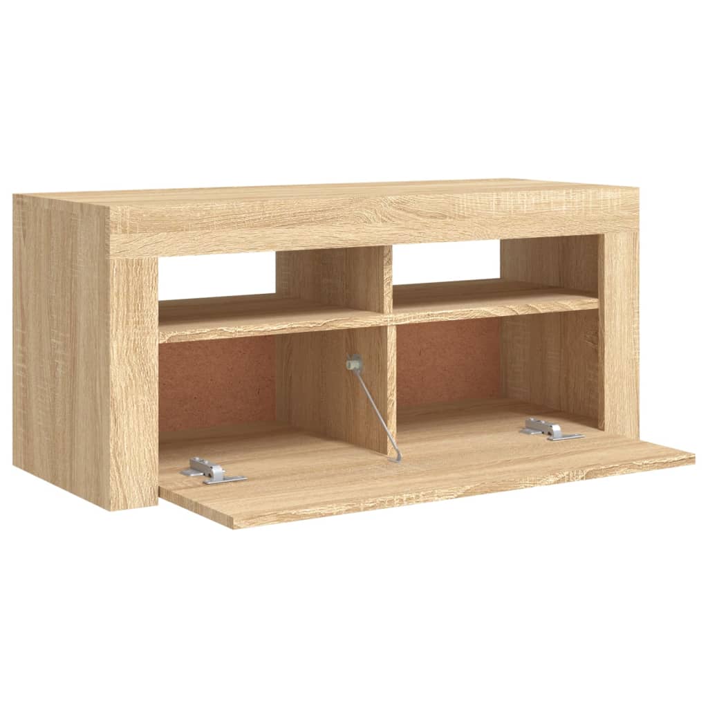 vidaXL TV Cabinet with LED Lights Sonoma Oak 90x35x40 cm