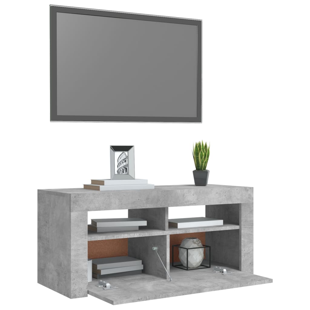 vidaXL TV Cabinet with LED Lights Concrete Grey 90x35x40 cm