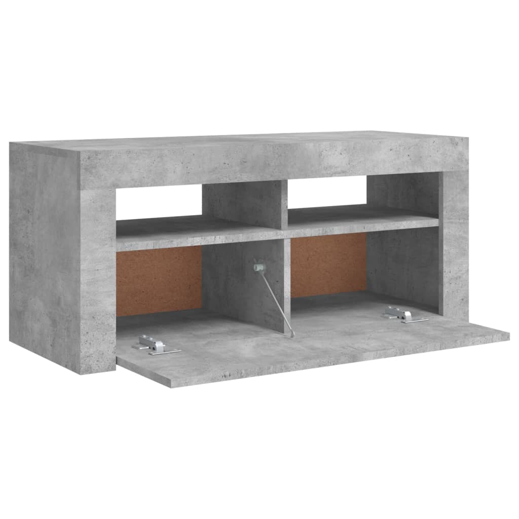 vidaXL TV Cabinet with LED Lights Concrete Grey 90x35x40 cm