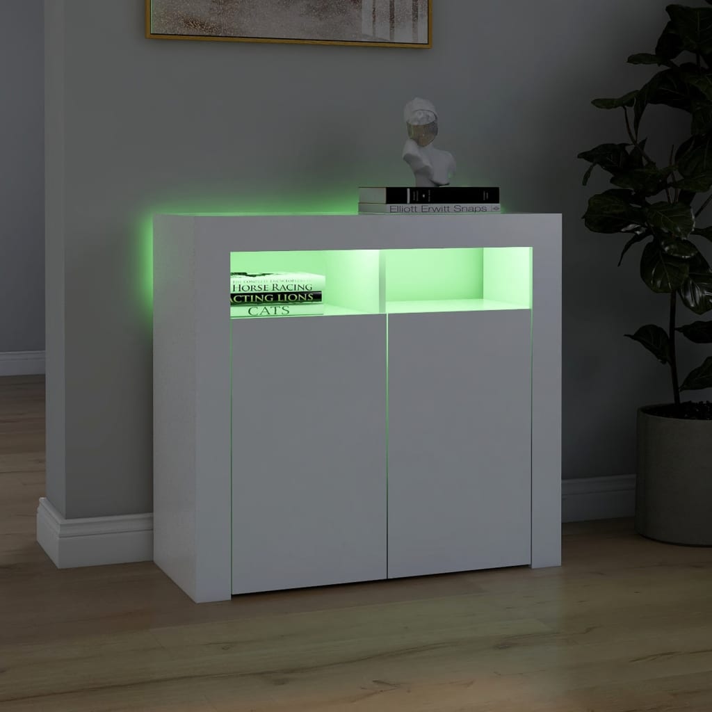 vidaXL Sideboard with LED Lights White 80x35x75 cm