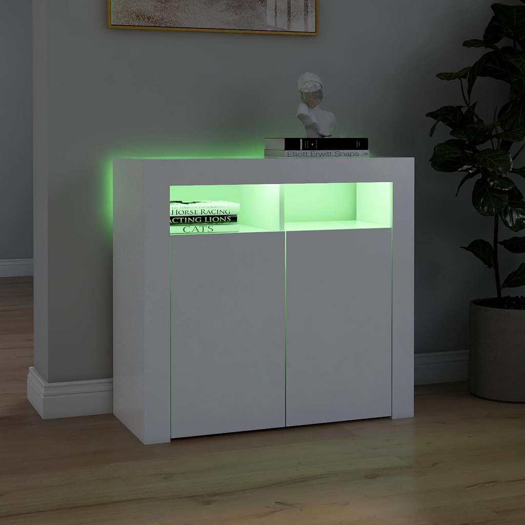 804328 vidaXL Sideboard with LED Lights White 80x35x75 cm