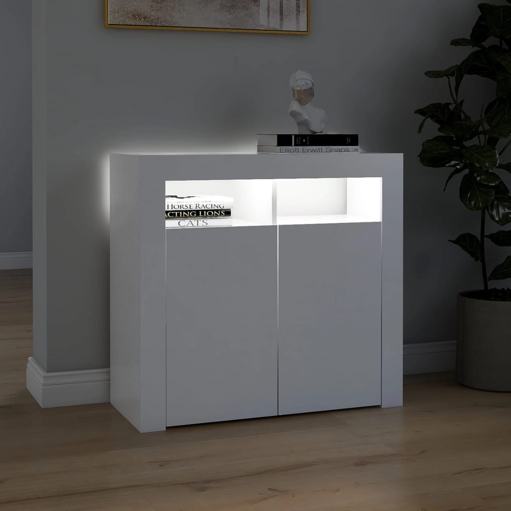 vidaXL Sideboard with LED Lights White 80x35x75 cm