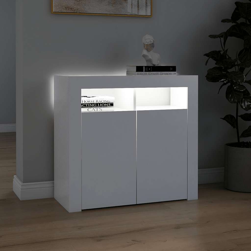 804328 vidaXL Sideboard with LED Lights White 80x35x75 cm