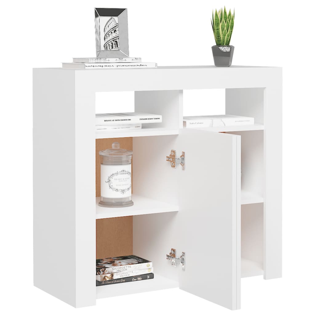 vidaXL Sideboard with LED Lights White 80x35x75 cm