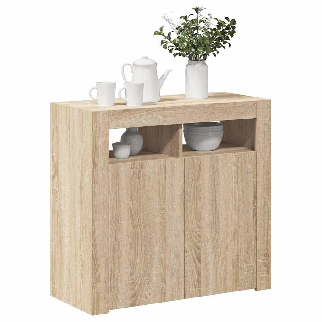 804331 vidaXL Sideboard with LED Lights Sonoma Oak 80x35x75 cm