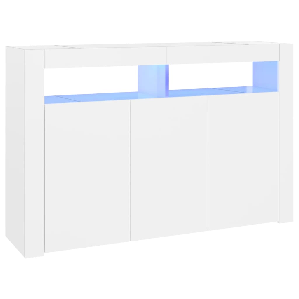 vidaXL Sideboard with LED Lights White 115.5x30x75 cm