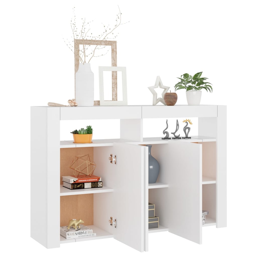 vidaXL Sideboard with LED Lights White 115.5x30x75 cm