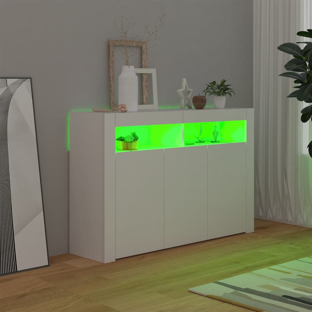 vidaXL Sideboard with LED Lights White 115.5x30x75 cm