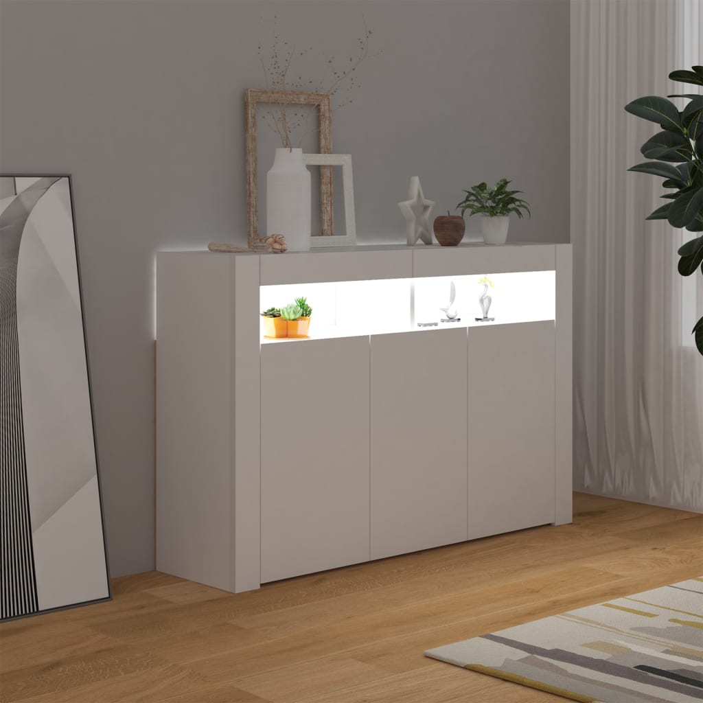 vidaXL Sideboard with LED Lights White 115.5x30x75 cm