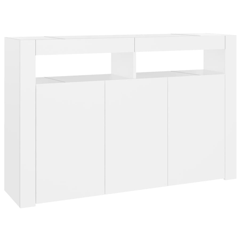 vidaXL Sideboard with LED Lights White 115.5x30x75 cm