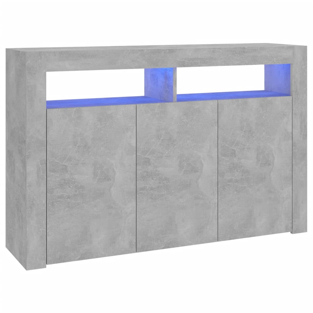 vidaXL Sideboard with LED Lights Concrete Grey 115.5x30x75 cm