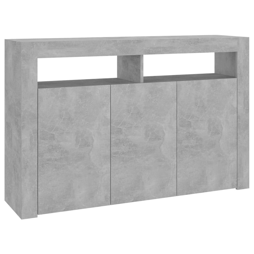 vidaXL Sideboard with LED Lights Concrete Grey 115.5x30x75 cm