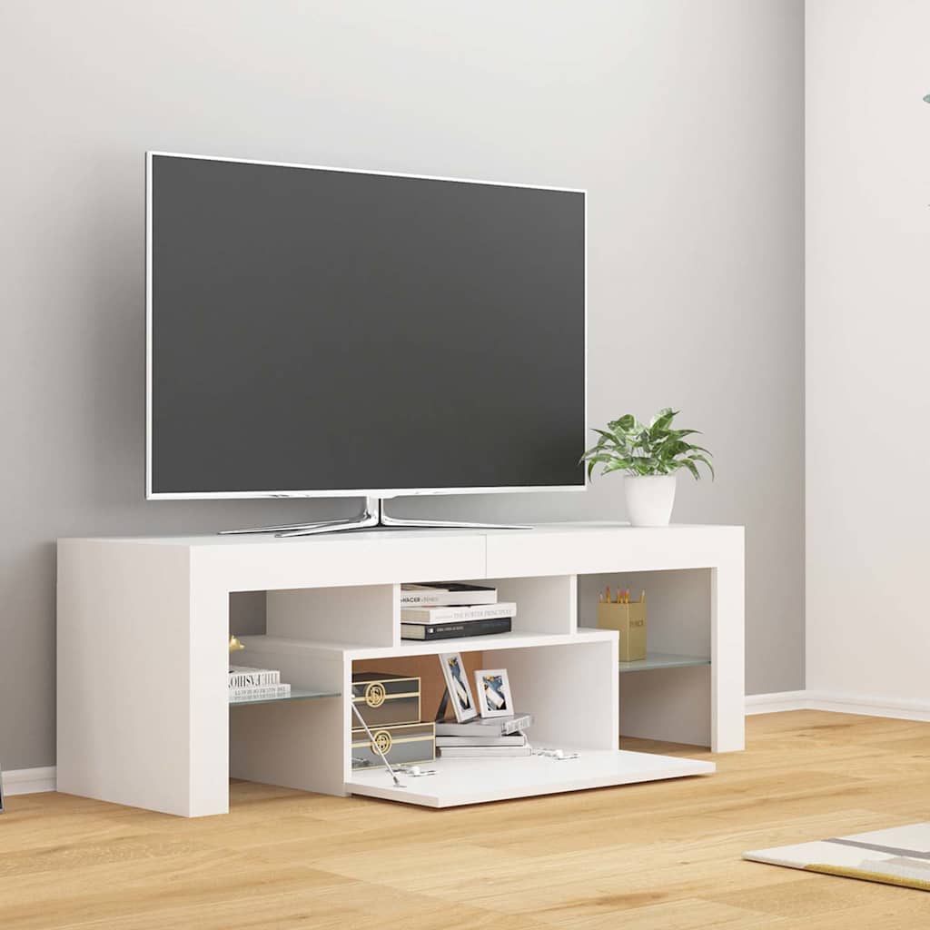 804346 vidaXL TV Cabinet with LED Lights White 120x35x40 cm