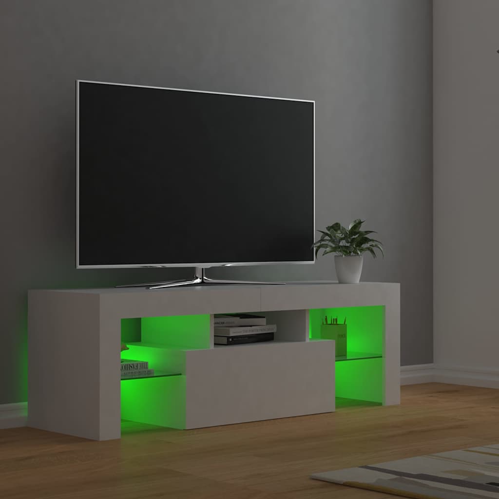 804346 vidaXL TV Cabinet with LED Lights White 120x35x40 cm