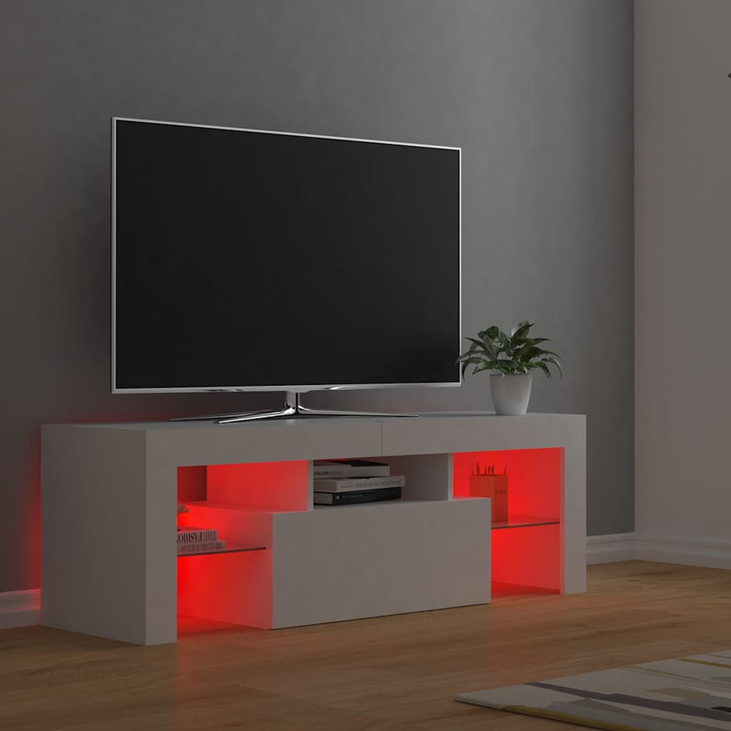 804346 vidaXL TV Cabinet with LED Lights White 120x35x40 cm