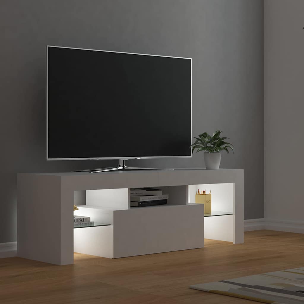 804346 vidaXL TV Cabinet with LED Lights White 120x35x40 cm