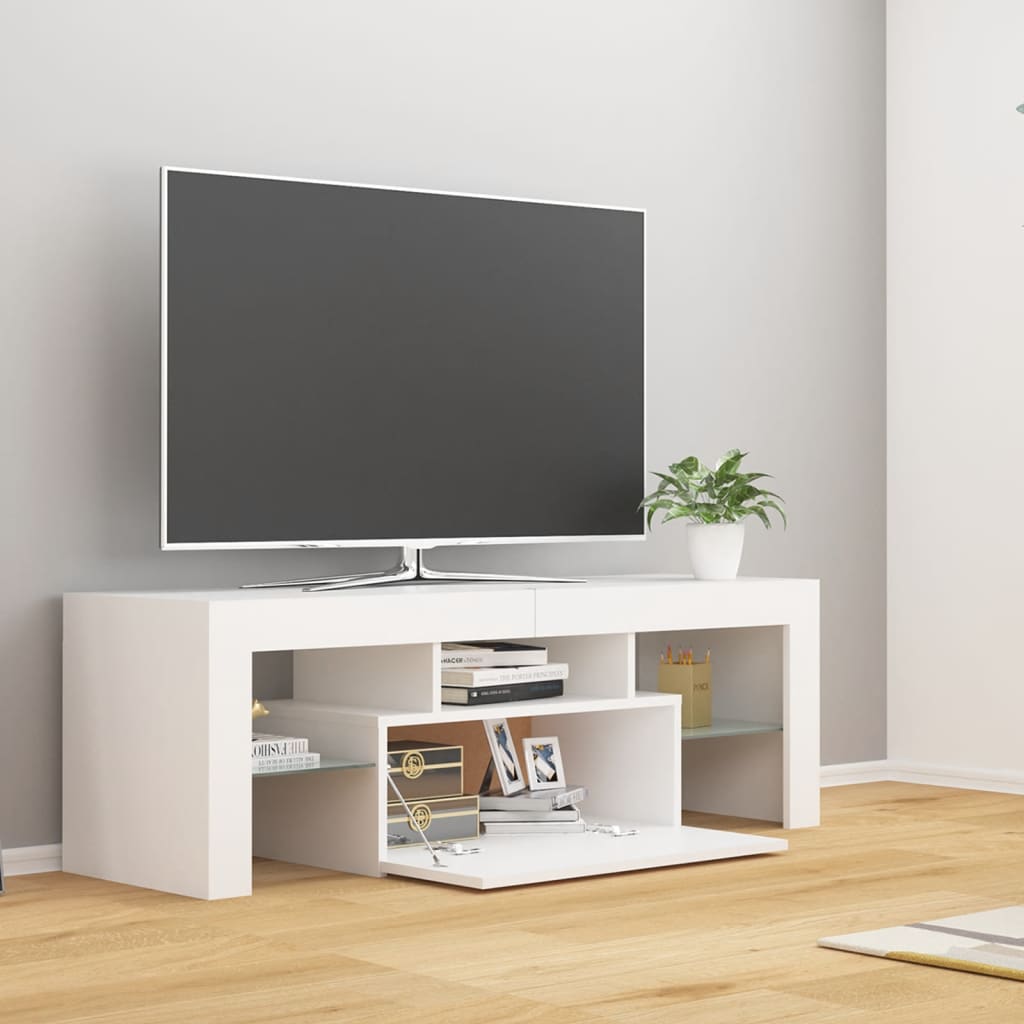 vidaXL TV Cabinet with LED Lights White 120x35x40 cm