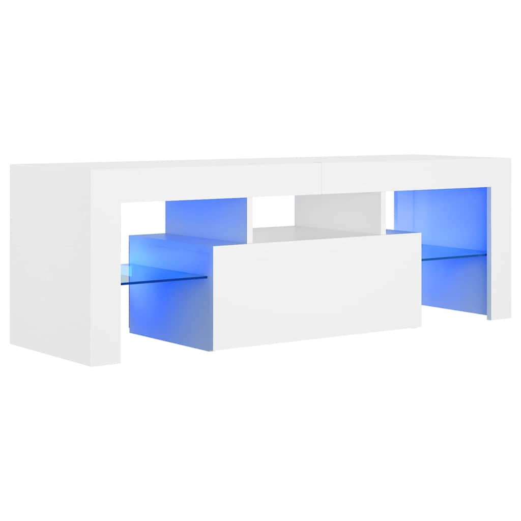 804346 vidaXL TV Cabinet with LED Lights White 120x35x40 cm