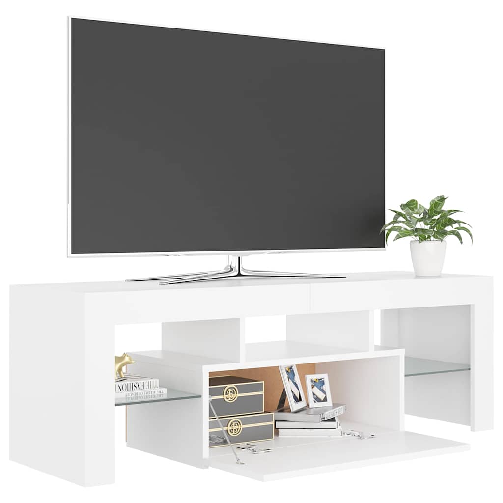 804346 vidaXL TV Cabinet with LED Lights White 120x35x40 cm