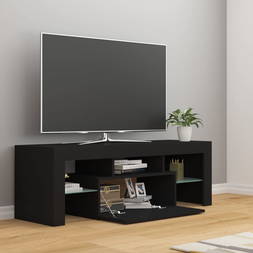 vidaXL TV Cabinet with LED Lights Black 120x35x40 cm