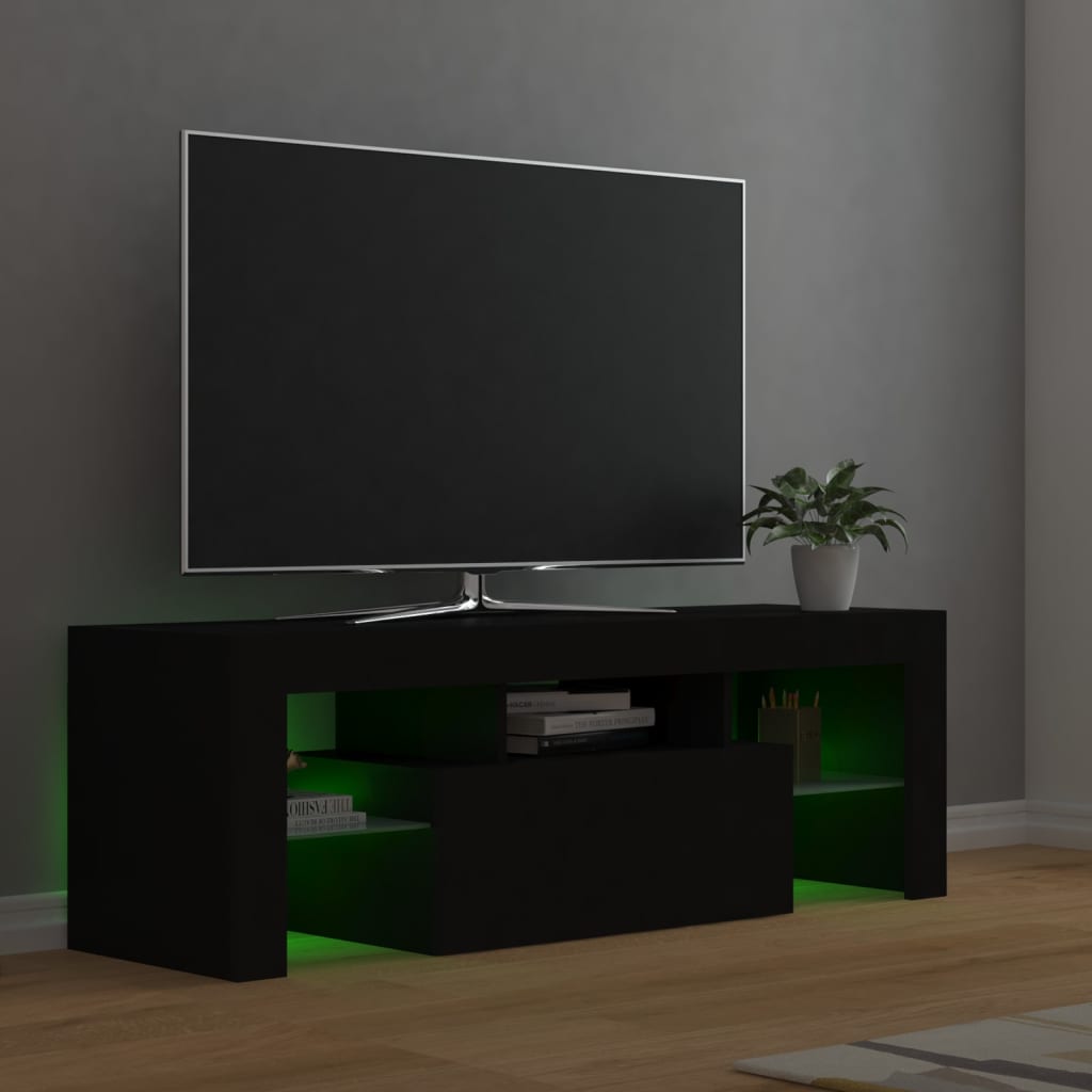 vidaXL TV Cabinet with LED Lights Black 120x35x40 cm