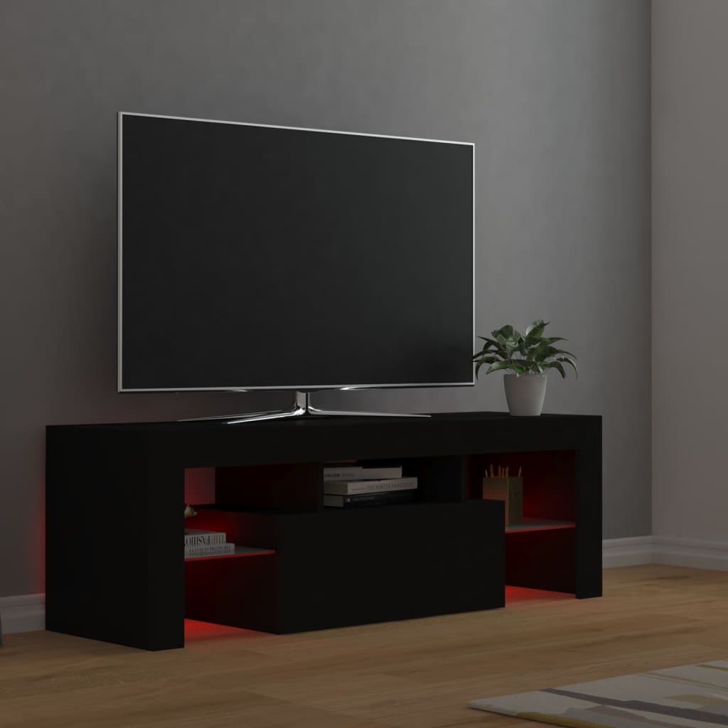 vidaXL TV Cabinet with LED Lights Black 120x35x40 cm