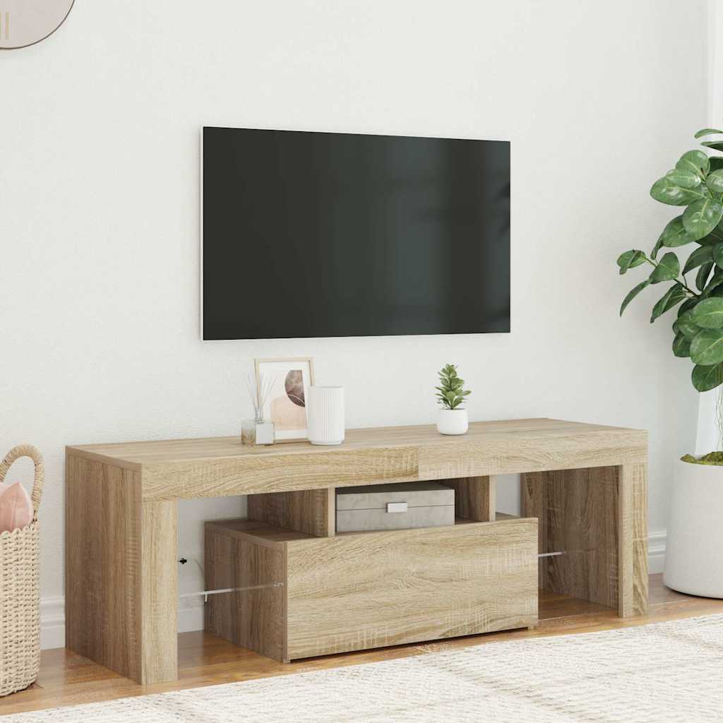 804349 vidaXL TV Cabinet with LED Lights Sonoma Oak 120x35x40 cm