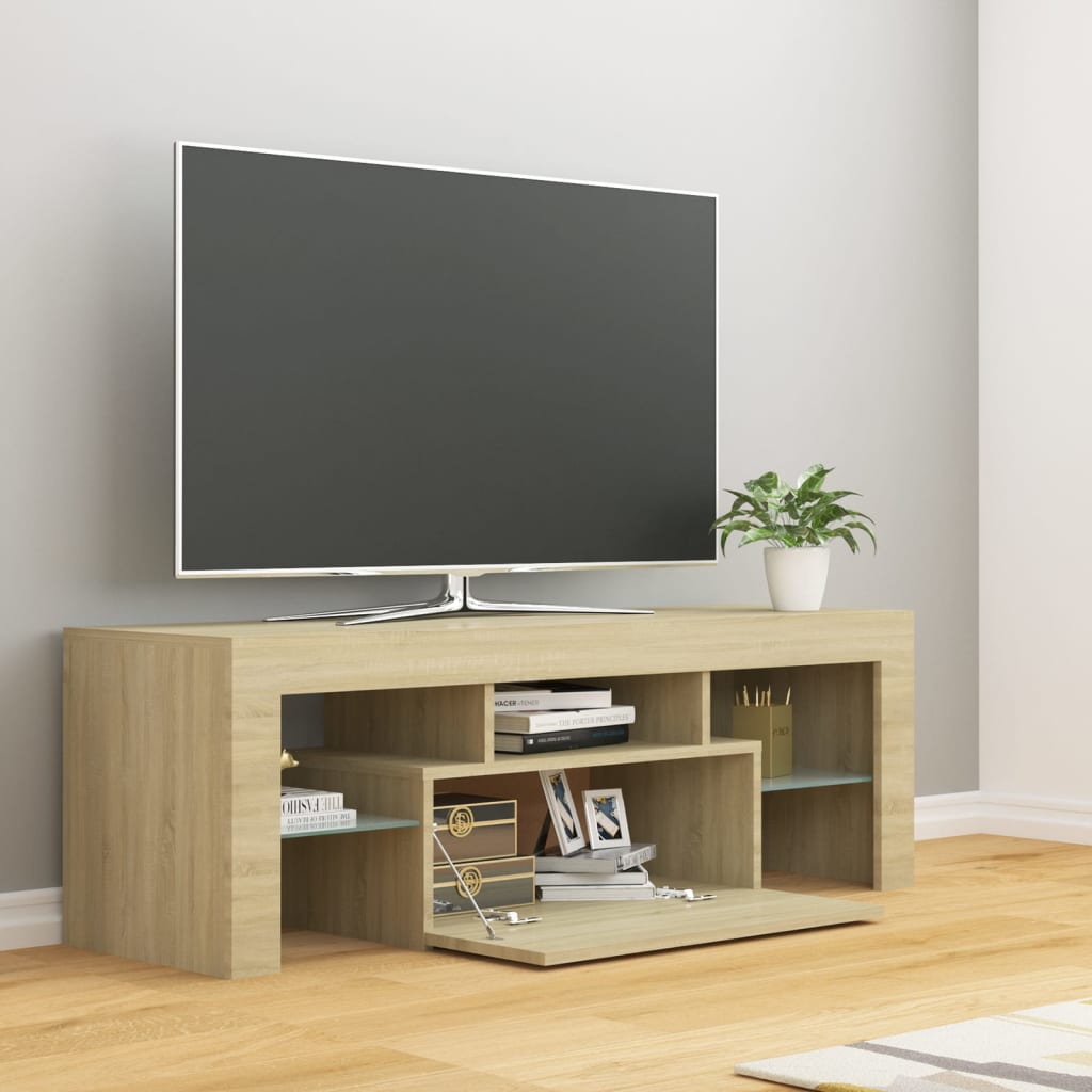 vidaXL TV Cabinet with LED Lights Sonoma Oak 120x35x40 cm