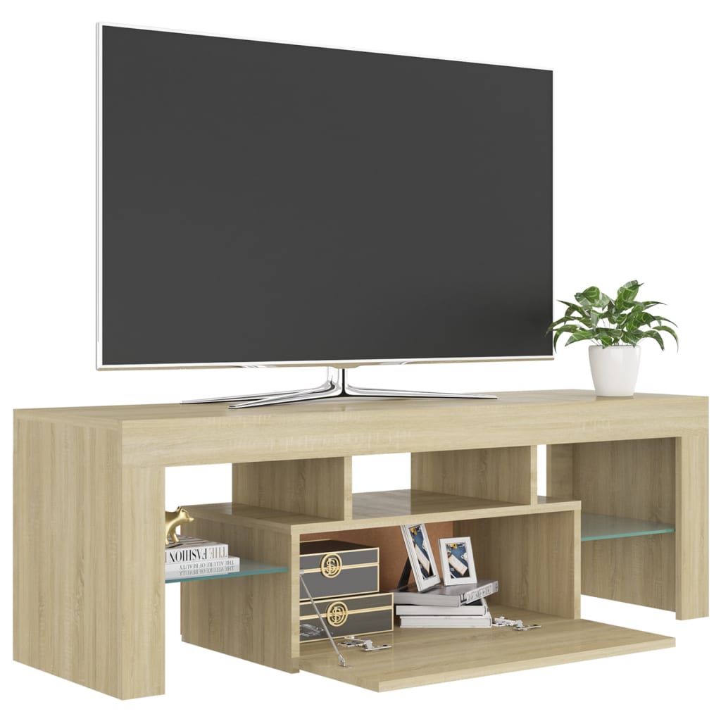 vidaXL TV Cabinet with LED Lights Sonoma Oak 120x35x40 cm