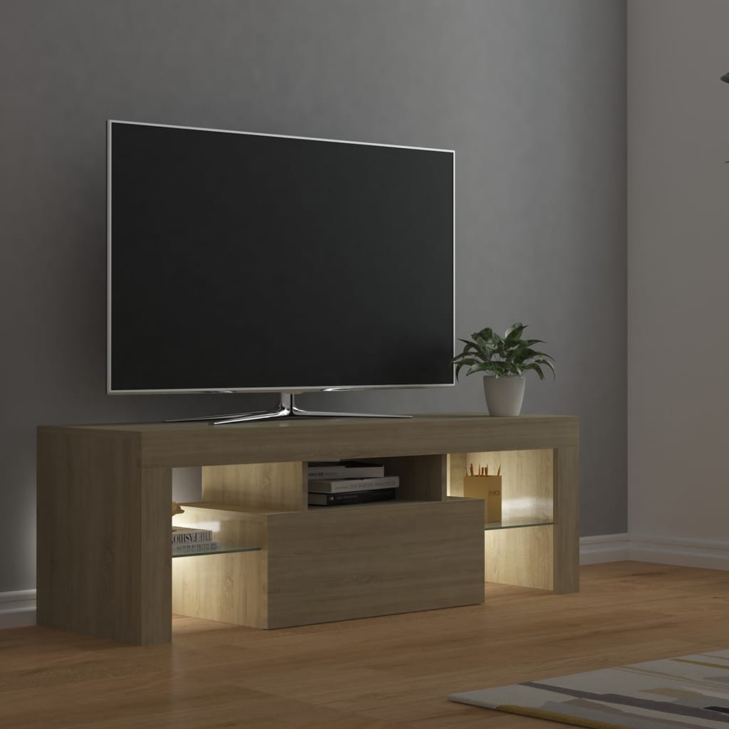 vidaXL TV Cabinet with LED Lights Sonoma Oak 120x35x40 cm