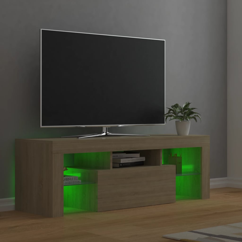 vidaXL TV Cabinet with LED Lights Sonoma Oak 120x35x40 cm