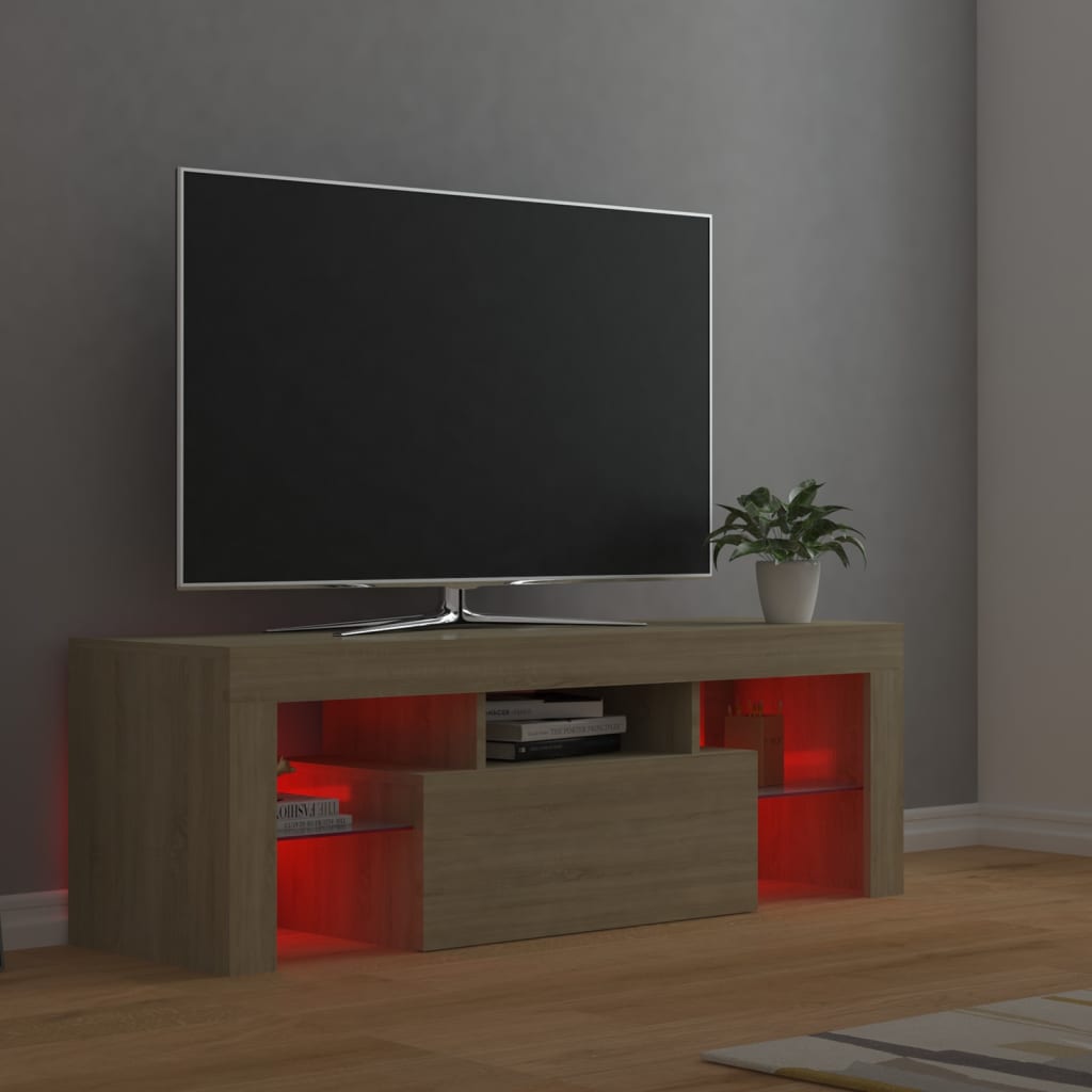 vidaXL TV Cabinet with LED Lights Sonoma Oak 120x35x40 cm