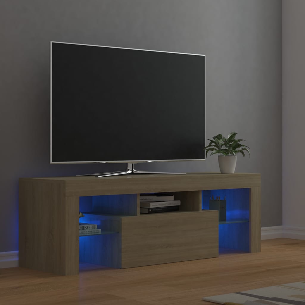 vidaXL TV Cabinet with LED Lights Sonoma Oak 120x35x40 cm