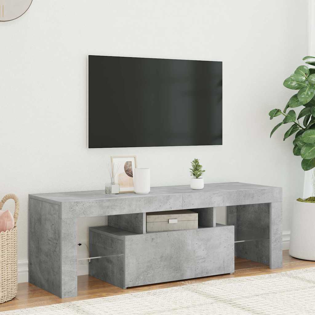 804350 vidaXL TV Cabinet with LED Lights Concrete Grey 120x35x40 cm