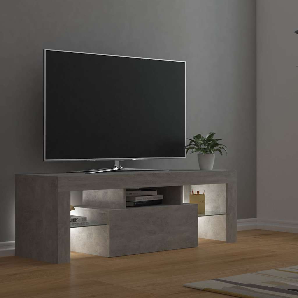 804350 vidaXL TV Cabinet with LED Lights Concrete Grey 120x35x40 cm