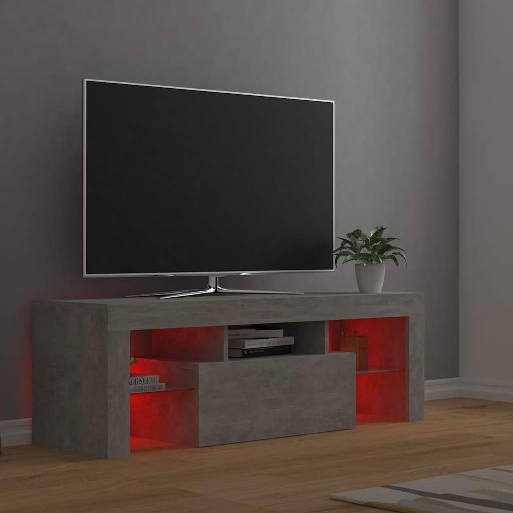 804350 vidaXL TV Cabinet with LED Lights Concrete Grey 120x35x40 cm