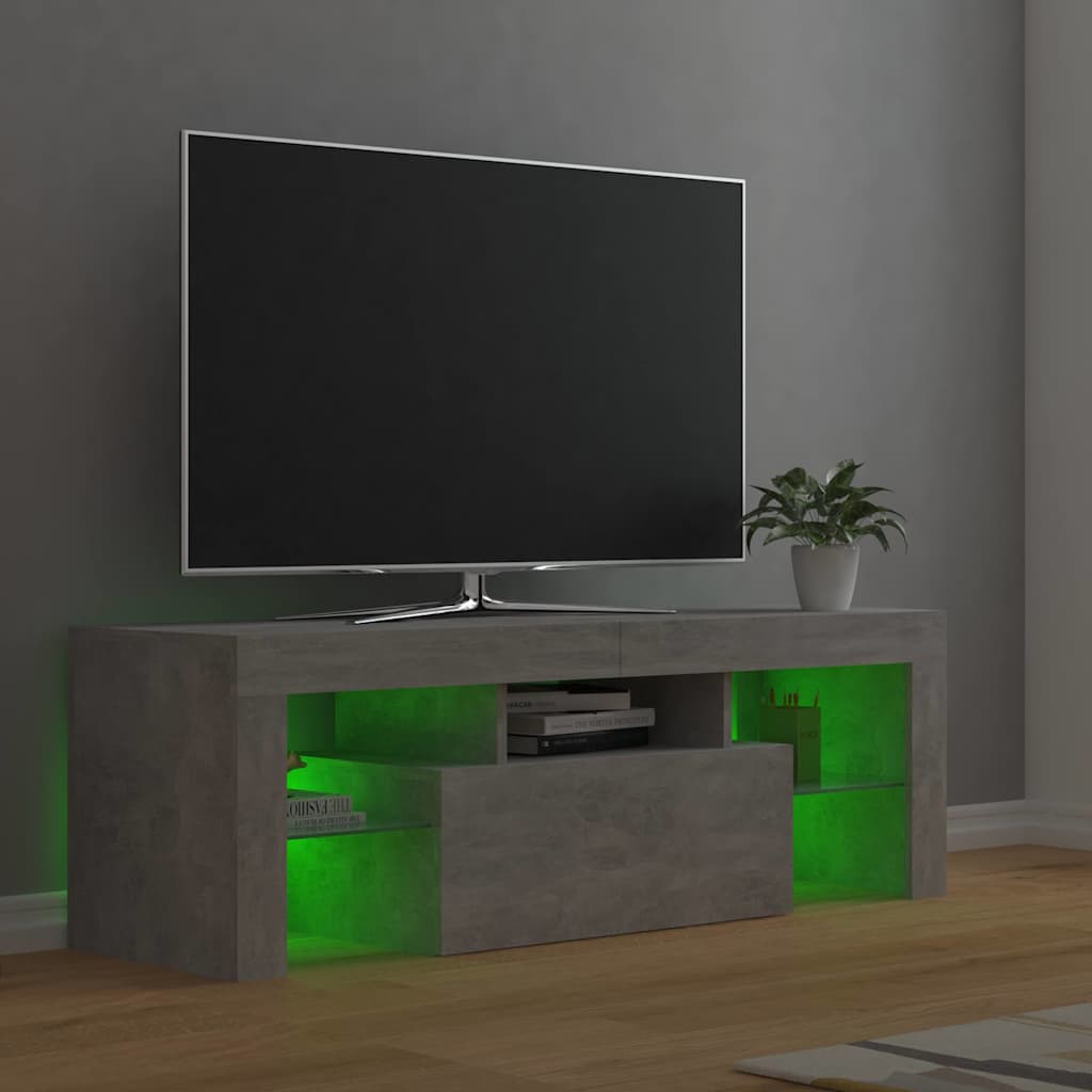 804350 vidaXL TV Cabinet with LED Lights Concrete Grey 120x35x40 cm