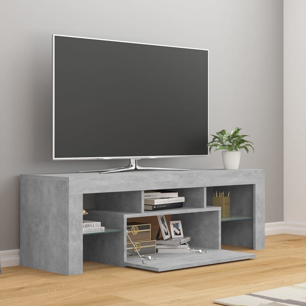 vidaXL TV Cabinet with LED Lights Concrete Grey 120x35x40 cm