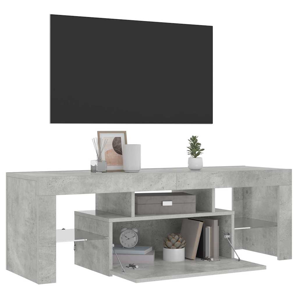 804350 vidaXL TV Cabinet with LED Lights Concrete Grey 120x35x40 cm