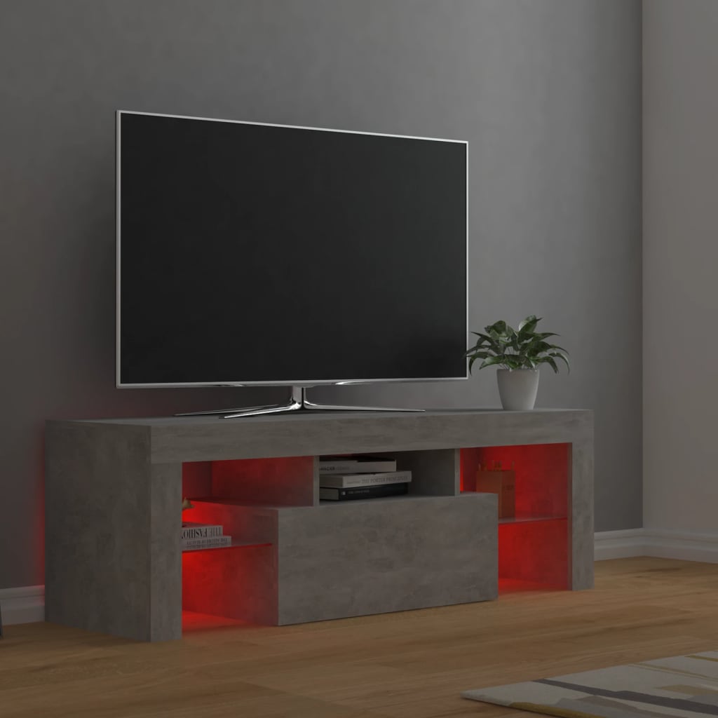 vidaXL TV Cabinet with LED Lights Concrete Grey 120x35x40 cm