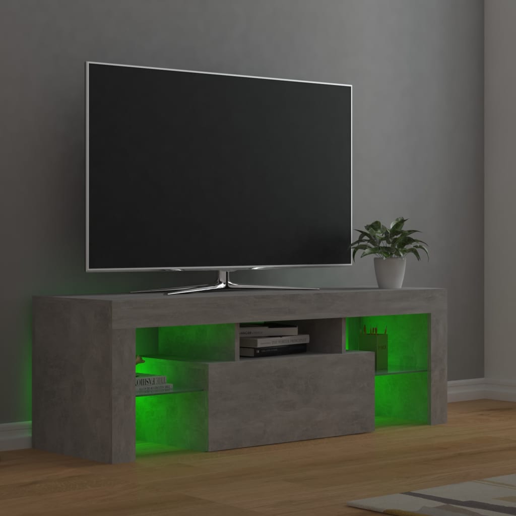 vidaXL TV Cabinet with LED Lights Concrete Grey 120x35x40 cm