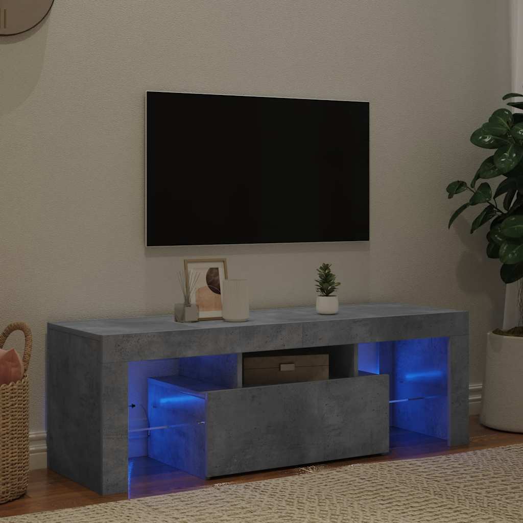 804350 vidaXL TV Cabinet with LED Lights Concrete Grey 120x35x40 cm